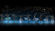 Silhouettes of dancing women on a black background with stars.