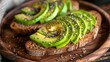 healthy breakfast ideas, avocado on whole grain toast with chia seeds on a wooden plate is a healthy breakfast option for a nutritious lifestyle