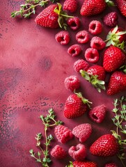 Canvas Print - Fresh Raspberry and Strawberry Juice with Thyme A Nourishing Summer Wallpaper