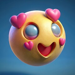 Funny heart character with eyes and mouth emoji in 3d render. Generative AI