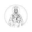 Basil of Ostrog. Religious coloring page in Byzantine style on white background