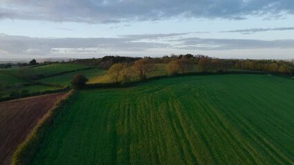 Poster - Sunset of Fields and Farms over Torquay from a drone,, Devon, England, Europe