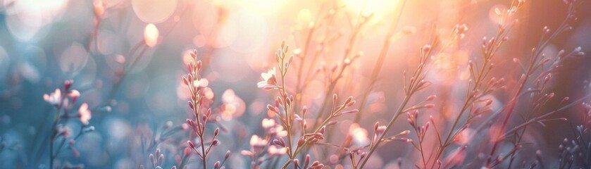 The sun rises over a field of flowers