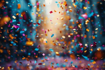Poster - An image capturing a burst of colorful confetti with a bokeh effect that symbolizes celebration and joy