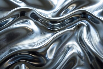 Poster - A stunning visual of liquid metal rendered with a highly reflective surface, showcasing molten silver flows and elegant curves