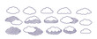 Line cloud set vector illustration. Linear clouds with striped