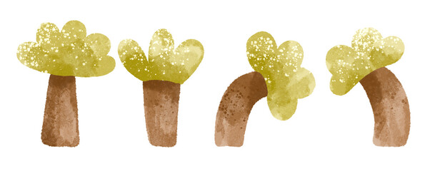 Set of Green palms. Hand drawn illustration on isolated background