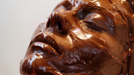 A woman's face covered in chocolate