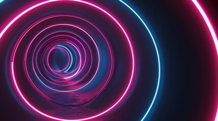 Wall Mural - a neon light tunnel with a blue and pink glow
