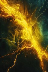 Canvas Print - A yellow and green explosion of fire and sparks