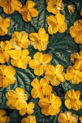 Sticker - A close up of yellow flowers floating in water