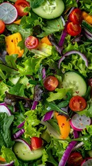 Wall Mural - National Salad Day crisp greens and colorful veggies