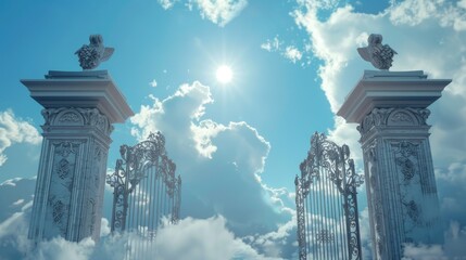 Wall Mural - The gateways are white and the sky is blue