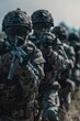 © Alexandr - A group of soldiers are lined up and ready to fire their weapons