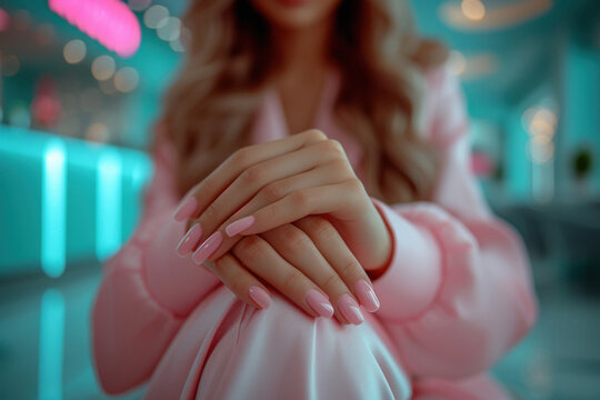 Close view of beautiful woman nails