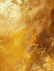 Wall Mural - A painting of gold with splatters of paint and a brush stroke