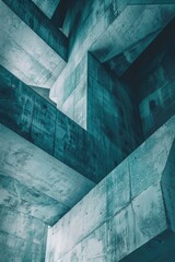 Wall Mural - The image is a close up of a building with a blue color