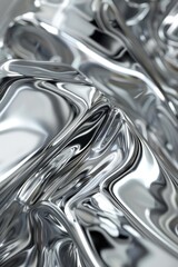 Poster - A shiny silver fabric with a wave pattern