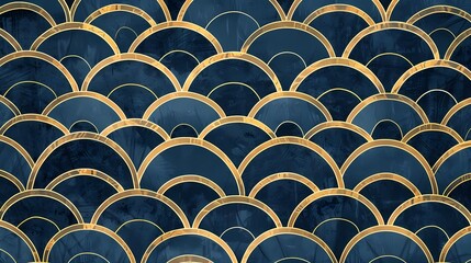 Wall Mural - Elegant art deco pattern in gold and navy