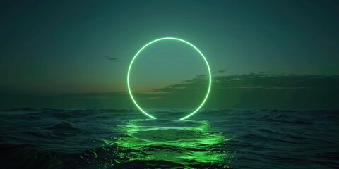 Wall Mural - A green circle is floating in the water