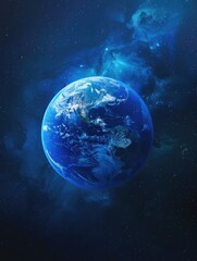 Wall Mural - A blue planet in space with a lot of stars