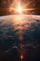 Wall Mural - the sun is shining brightly on the earth, creating a beautiful