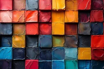 Poster - Image shows a textured brick wall soaked in rain, with rich colors and a tactile surface quality