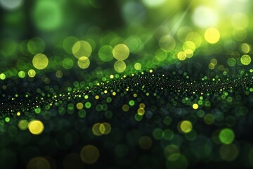 Poster - Soft, defocused green and gold bokeh lights create an ethereal backdrop, perfect for evoking a sense of wonder