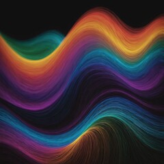 Poster - abstract colorful wave on a black background. generative AI