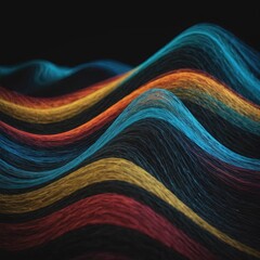 Poster - abstract colorful wave on a black background. generative AI