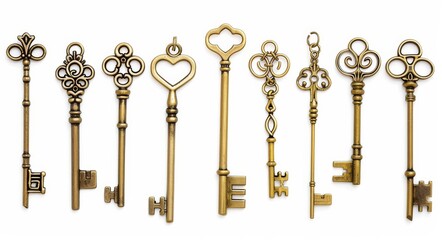 Wall Mural - key isolated on white background retro set