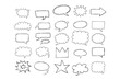 © Yanka - Speaking hand drawn doodle bubbles set. Talk clouds sketch frames. Speech thought Balloon shapes.
