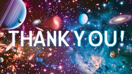 Wall Mural - Cosmic Thank You: A Vibrant Space Background with Text