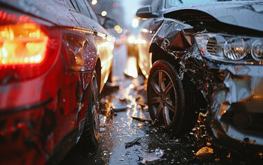 Wall Mural - Cars damaged in car accident