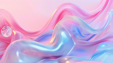 Wall Mural - Generative ai 3d rendering Curve Dynamic Fluid Liquid and Light Pastel Cold Color Colorful Swirl Gradient Mesh
