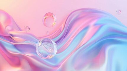 Wall Mural - Generative ai 3d rendering Curve Dynamic Fluid Liquid and Light Pastel Cold Color Colorful Swirl Gradient Mesh