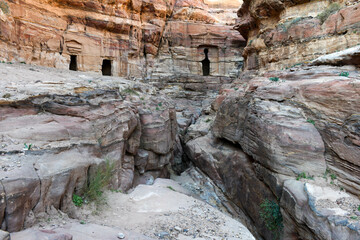 Wall Mural - View at the tombes in Petra in Jordan