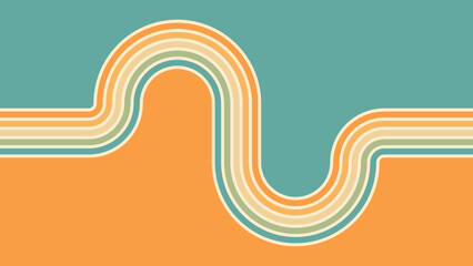 Wall Mural - abstract background of rainbow groovy wavy line design in 1970s hippie retro style. vector pattern r