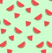  Cute  watermelon pattern on green , summer food illustration holiday