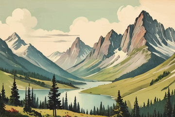 Vector illustration of a mountain landscape.
