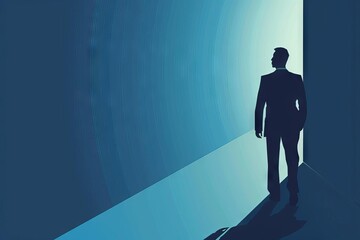 ambitious pursuit silhouette of businessman following his dreams conceptual success and motivation illustration