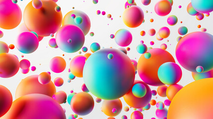 Poster - A colorful image of many different colored spheres. Abstract composition with colorful random flying spheres isolated on transparent background. Colorful rainbow matte soft balls in different sizes.