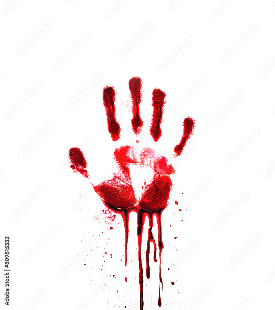 Dripping red blood handprint. Isolated transparent background PNG ...