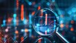 © Ajay - Magnifying glass on stock market data analysis. Selective focus. copy space.