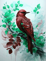 Wall Mural - Elegant beautiful watercolor bird background for art design