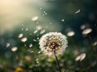 Poster - Abstract blurred nature background dandelion seeds