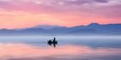 © Murda - Twilight Tranquility: Minimalist Artwork of Man in Boat on Calm Lake