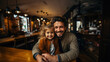 © AS Photo Family - Joyful Father and Daughter Sharing a Warm Embrace in a Cozy Cafe