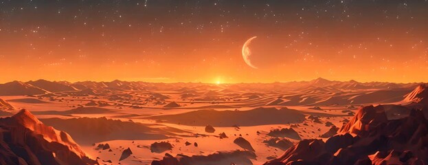 Wall Mural - mars surface vector illustration 4k video