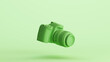Green mint camera dslr digital photography equipment lens optical background right quarter view 3d illustration render digital rendering
